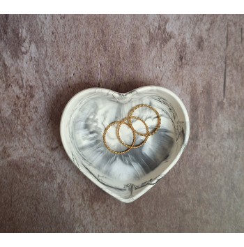 Cuenco Corazón Marmolado Blanco y Negro mod. XII