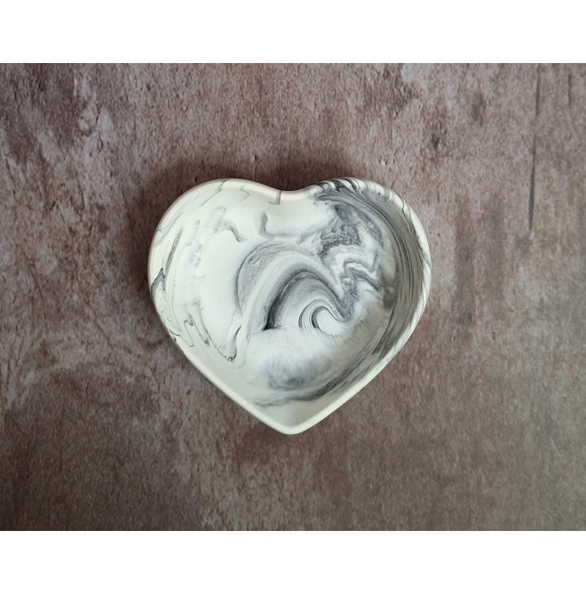 Cuenco Corazón Marmolado Blanco y Negro mod. XIII