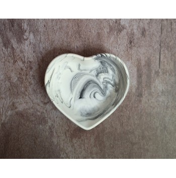 Cuenco Corazón Marmolado Blanco y Negro mod. XIII