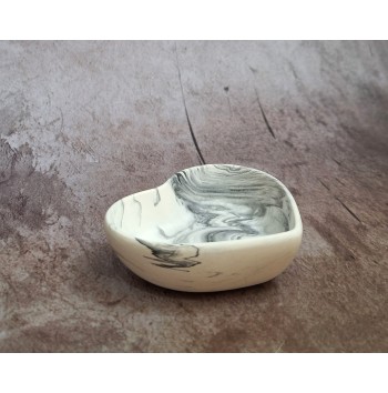 Cuenco Corazón Marmolado Blanco y Negro mod. XIII