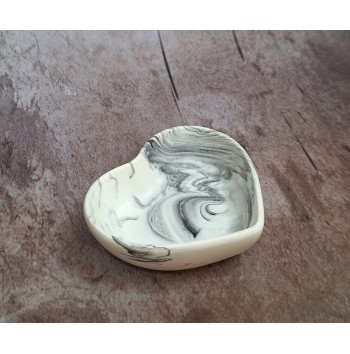 Cuenco Corazón Marmolado Blanco y Negro mod. XIII