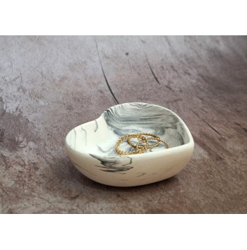 Cuenco Corazón Marmolado Blanco y Negro mod. XIII