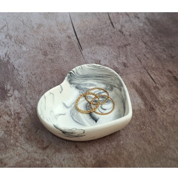 Cuenco Corazón Marmolado Blanco y Negro mod. XIII