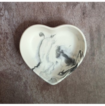 Cuenco Corazón Marmolado Blanco y Negro mod. XIV