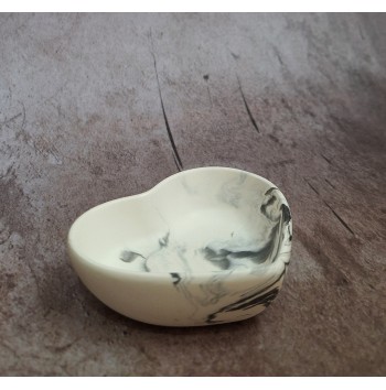 Cuenco Corazón Marmolado Blanco y Negro mod. XIV