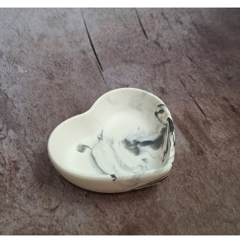 Cuenco Corazón Marmolado Blanco y Negro mod. XIV