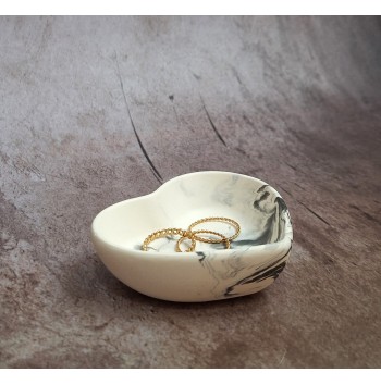 Cuenco Corazón Marmolado Blanco y Negro mod. XIV