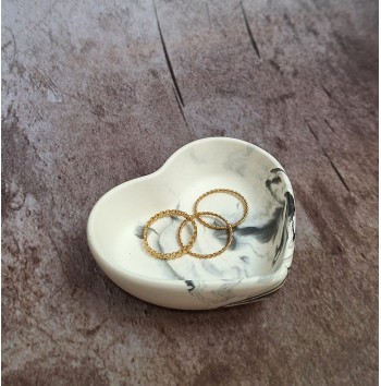 Cuenco Corazón Marmolado Blanco y Negro mod. XIV