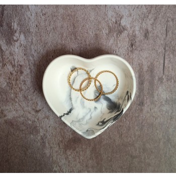 Cuenco Corazón Marmolado Blanco y Negro mod. XIV