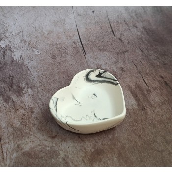 Cuenco Corazón Marmolado Blanco y Negro mod. XV