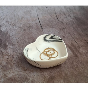 Cuenco Corazón Marmolado Blanco y Negro mod. XV