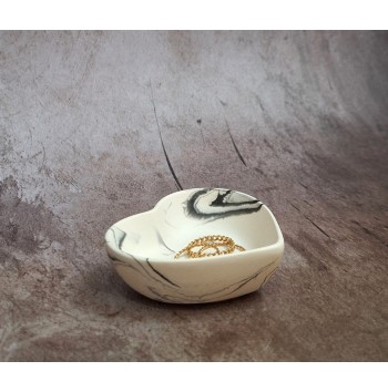 Cuenco Corazón Marmolado Blanco y Negro mod. XV