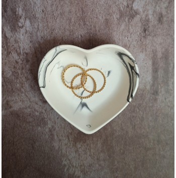 Cuenco Corazón Marmolado Blanco y Negro mod. XV