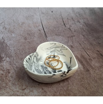 Cuenco Corazón Marmolado Blanco y Negro mod. XVI