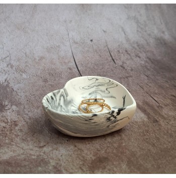 Cuenco Corazón Marmolado Blanco y Negro mod. XVI