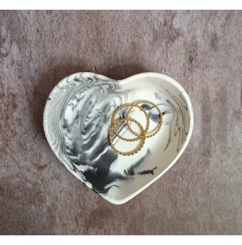 Cuenco Corazón Marmolado Blanco y Negro mod. XVI