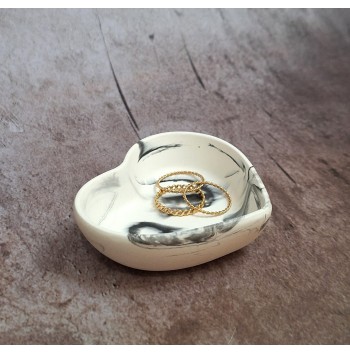 Cuenco Corazón Marmolado Blanco y Negro mod. XVII