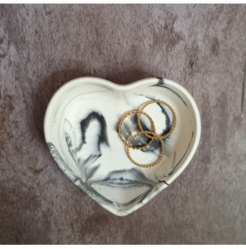 Cuenco Corazón Marmolado Blanco y Negro mod. XVII