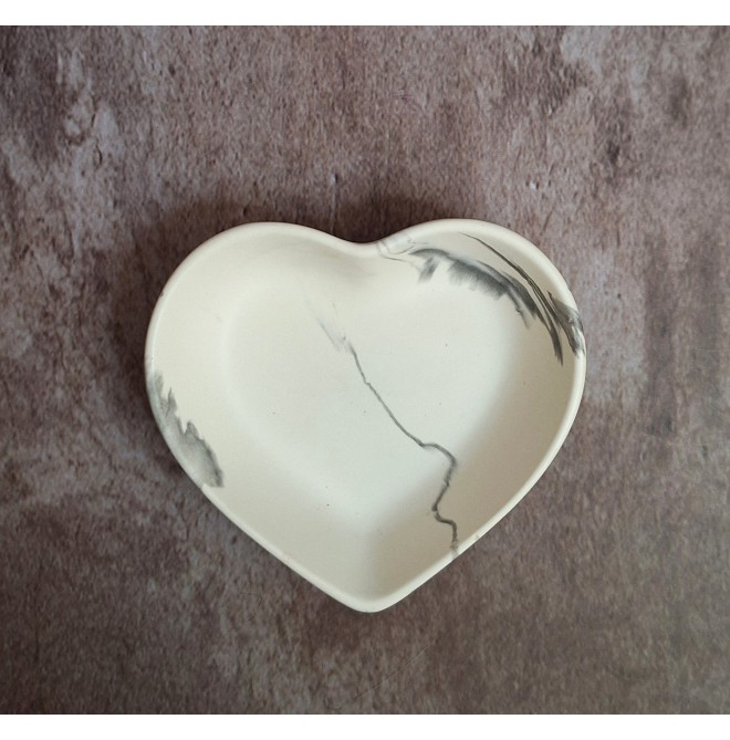 Cuenco Corazón Marmolado Blanco y Negro mod. XVIII