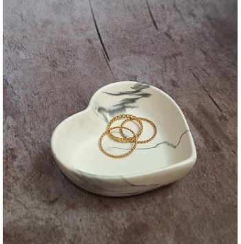 Cuenco Corazón Marmolado Blanco y Negro mod. XVIII