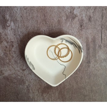 Cuenco Corazón Marmolado Blanco y Negro mod. XVIII