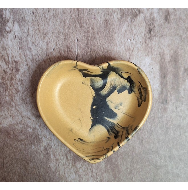 Cuenco Corazón Marmolado Ochre y Negro mod. I