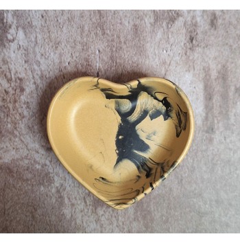 Cuenco Corazón Marmolado Ochre y Negro mod. I