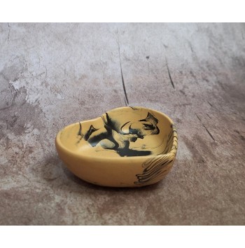 Cuenco Corazón Marmolado Ochre y Negro mod. I