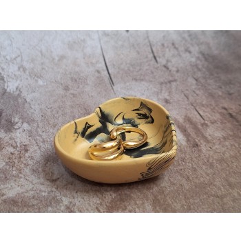 Cuenco Corazón Marmolado Ochre y Negro mod. I