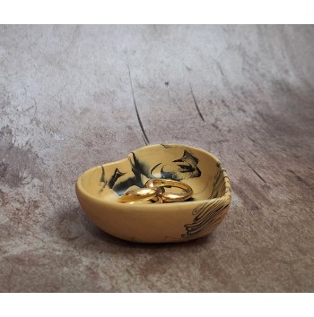 Cuenco Corazón Marmolado Ochre y Negro mod. I