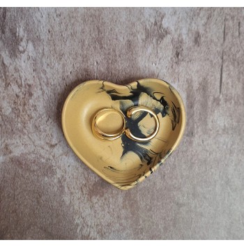 Cuenco Corazón Marmolado Ochre y Negro mod. I