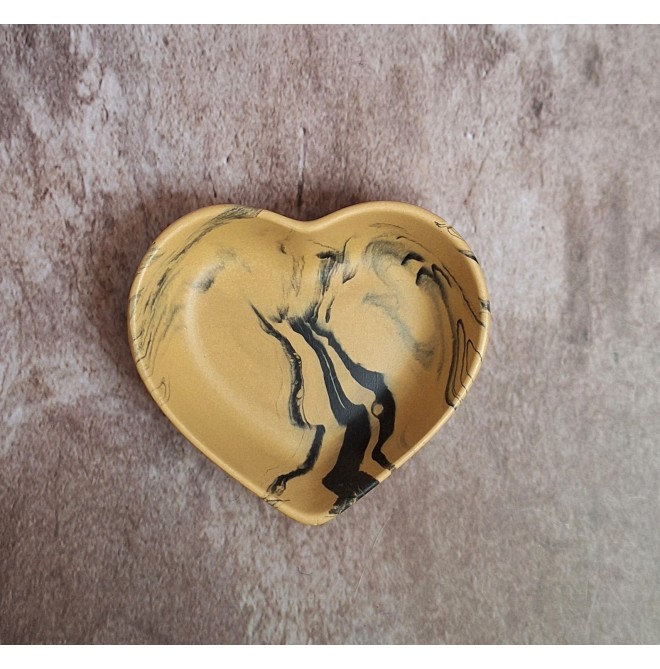Cuenco Corazón Marmolado Ochre y Negro mod. II