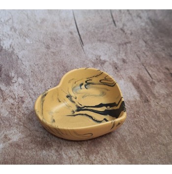 Cuenco Corazón Marmolado Ochre y Negro mod. II