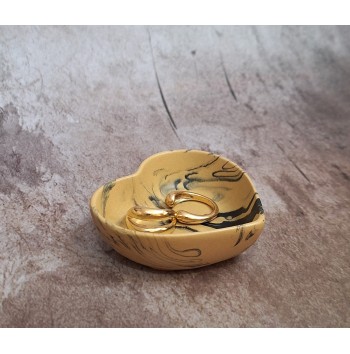 Cuenco Corazón Marmolado Ochre y Negro mod. II