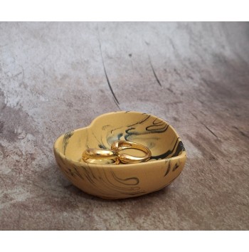 Cuenco Corazón Marmolado Ochre y Negro mod. II