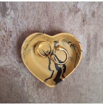 Cuenco Corazón Marmolado Ochre y Negro mod. II