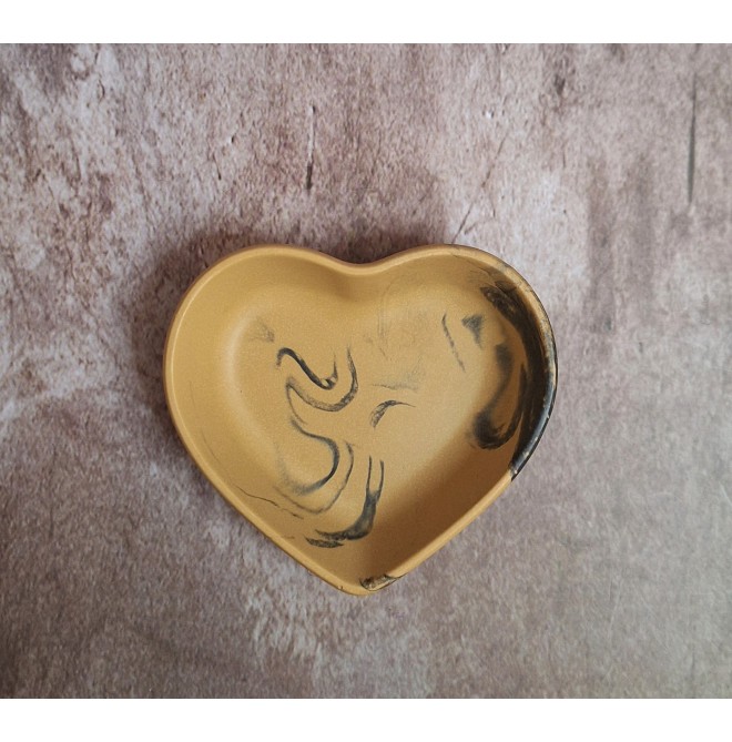 Cuenco Corazón Marmolado Ochre y Negro mod. III