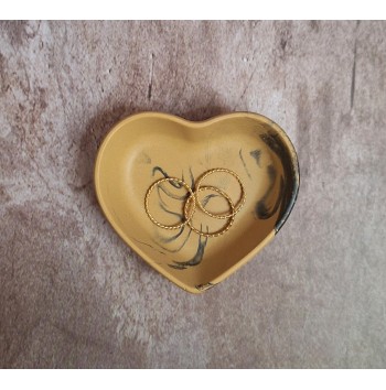 Cuenco Corazón Marmolado Ochre y Negro mod. III