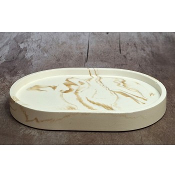 Bandeja Ovalada Marmolado Blanco y Ochre mod. I