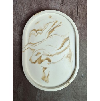Bandeja Ovalada Marmolado Blanco y Ochre mod. I