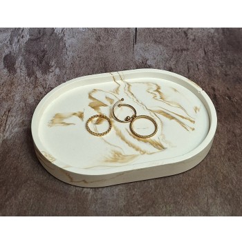 Bandeja Ovalada Marmolado Blanco y Ochre mod. I