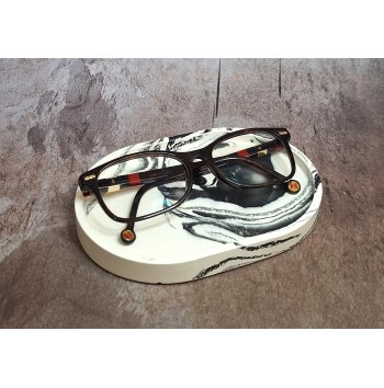 Bandeja Ovalada Pequeña Marmolado Blanco y Negro mod. I