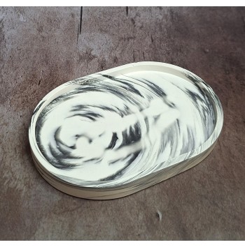 Bandeja Ovalada Pequeña Marmolado Blanco y Negro mod. II