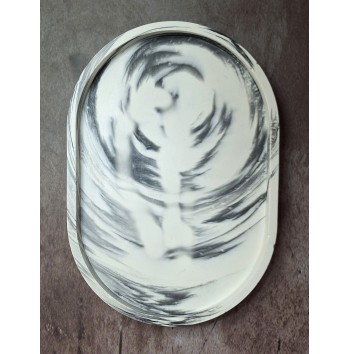 Bandeja Ovalada Pequeña Marmolado Blanco y Negro mod. II