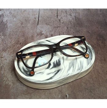 Bandeja Ovalada Pequeña Marmolado Blanco y Negro mod. II