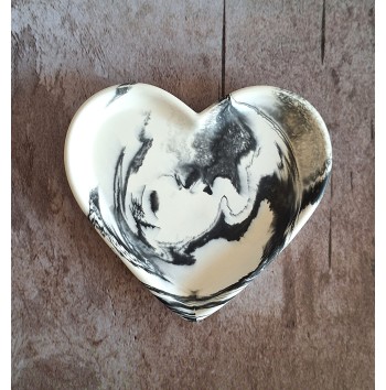 Corazón Grande Marmolado Blanco y Negro mod. I