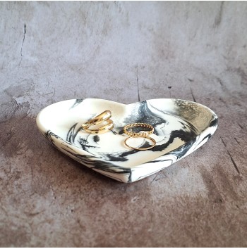 Corazón Grande Marmolado Blanco y Negro mod. I