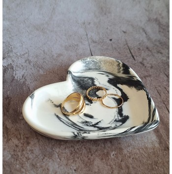 Corazón Grande Marmolado Blanco y Negro mod. I