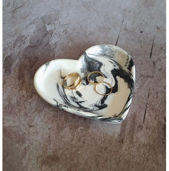 Corazón Grande Marmolado Blanco y Negro mod. I