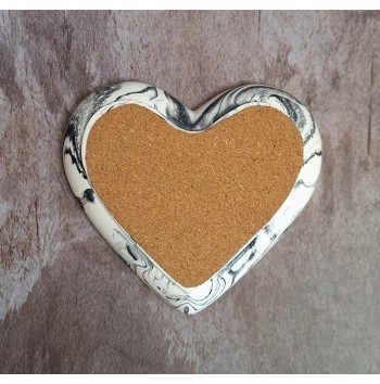 Corazón Grande Marmolado Blanco y Negro mod. I